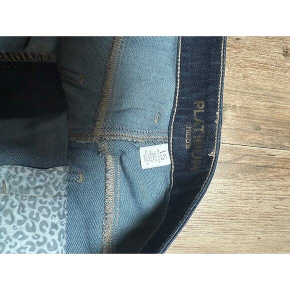 Platinum Jeans Juniors Size 15 Dark Wash Denim Ultimate Fit Mid Rise Straight - Picture 4 of 6